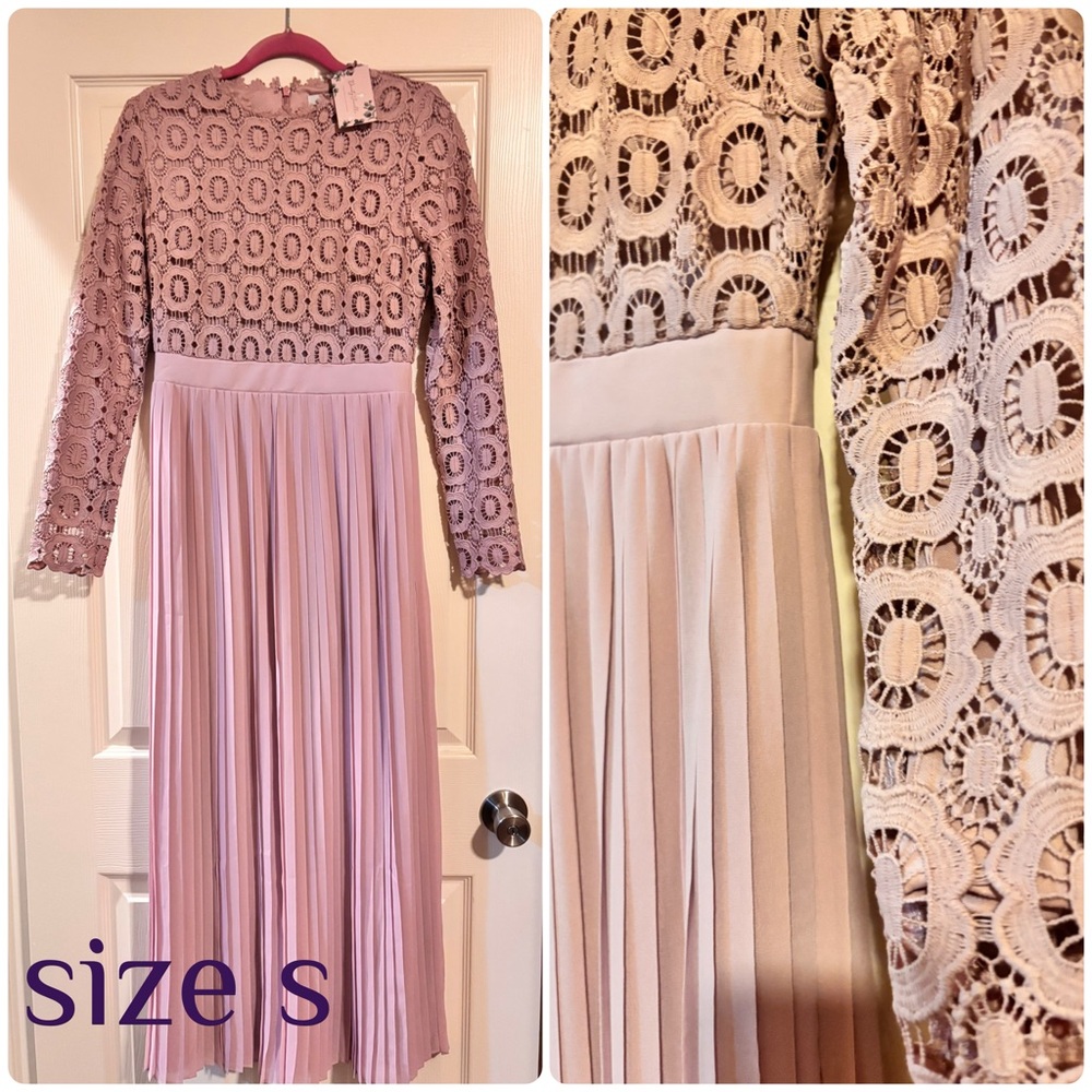 Dainty Jewells Elegant Lace and Pleated Dress
